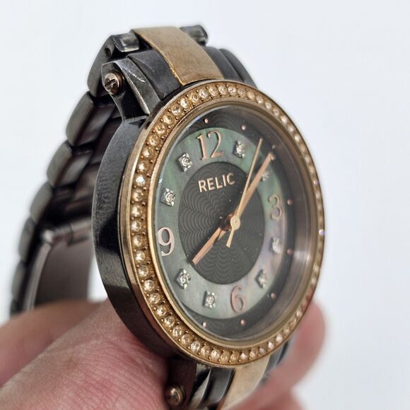 Relic Women's Watch 32MM Multicolor Dial Gold Black Bracelet 5.5" New Battery - Picture 5 of 12
